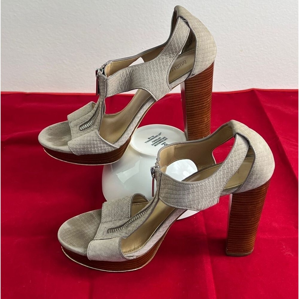Michael Michael Kors Berkeley Snakeskin Leather T-Strap Platform Sandals, 8 - Picture 3 of 14